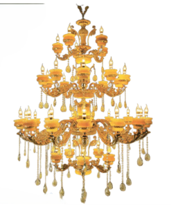 Đèn chùm nến đồng 4 tầng màu vàng đồng thả sảnh phòng khách 35 tay CNQT-161 Thành Đạt